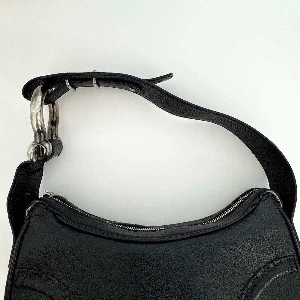 Burberry Horsebit Leather Shoulder Bag Baguette Black with Silver Hardware - Picture 3 of 16